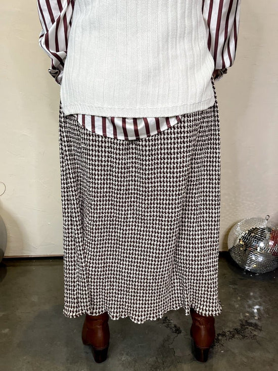 Mayflower Check Skirt - Brown - Revel Boutique