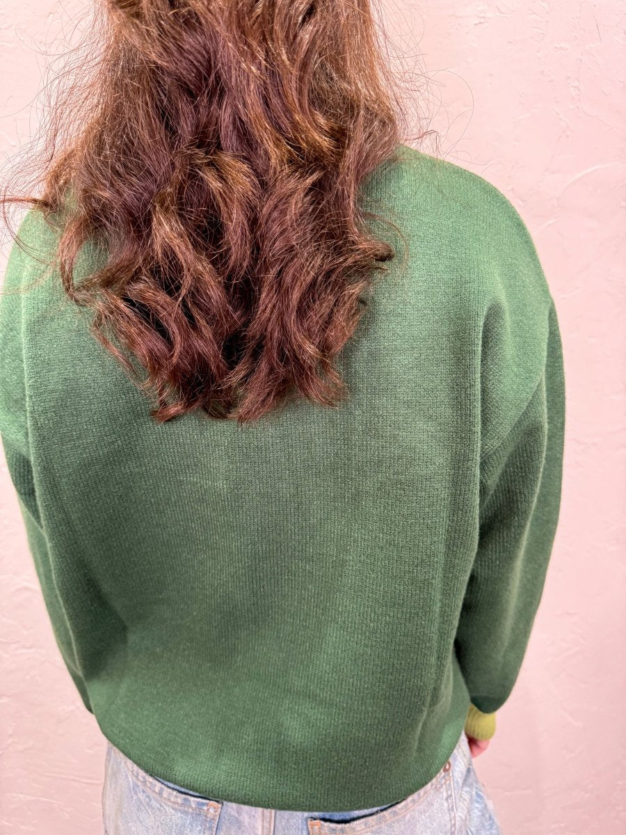 Merry Contrast Sweater - Green - Revel Boutique