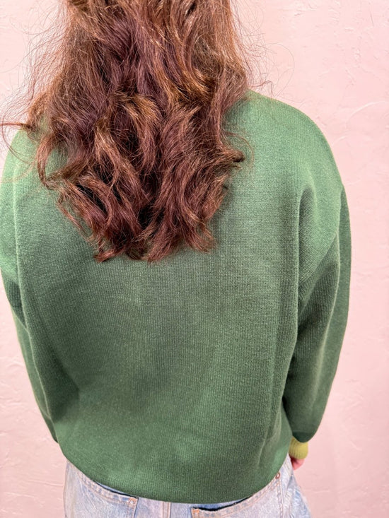 Merry Contrast Sweater - Green - Revel Boutique