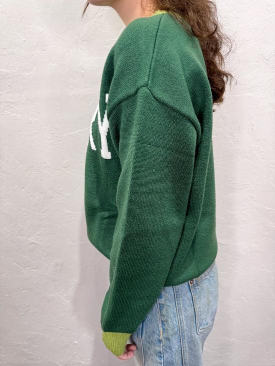 Merry Contrast Sweater - Green - Revel Boutique