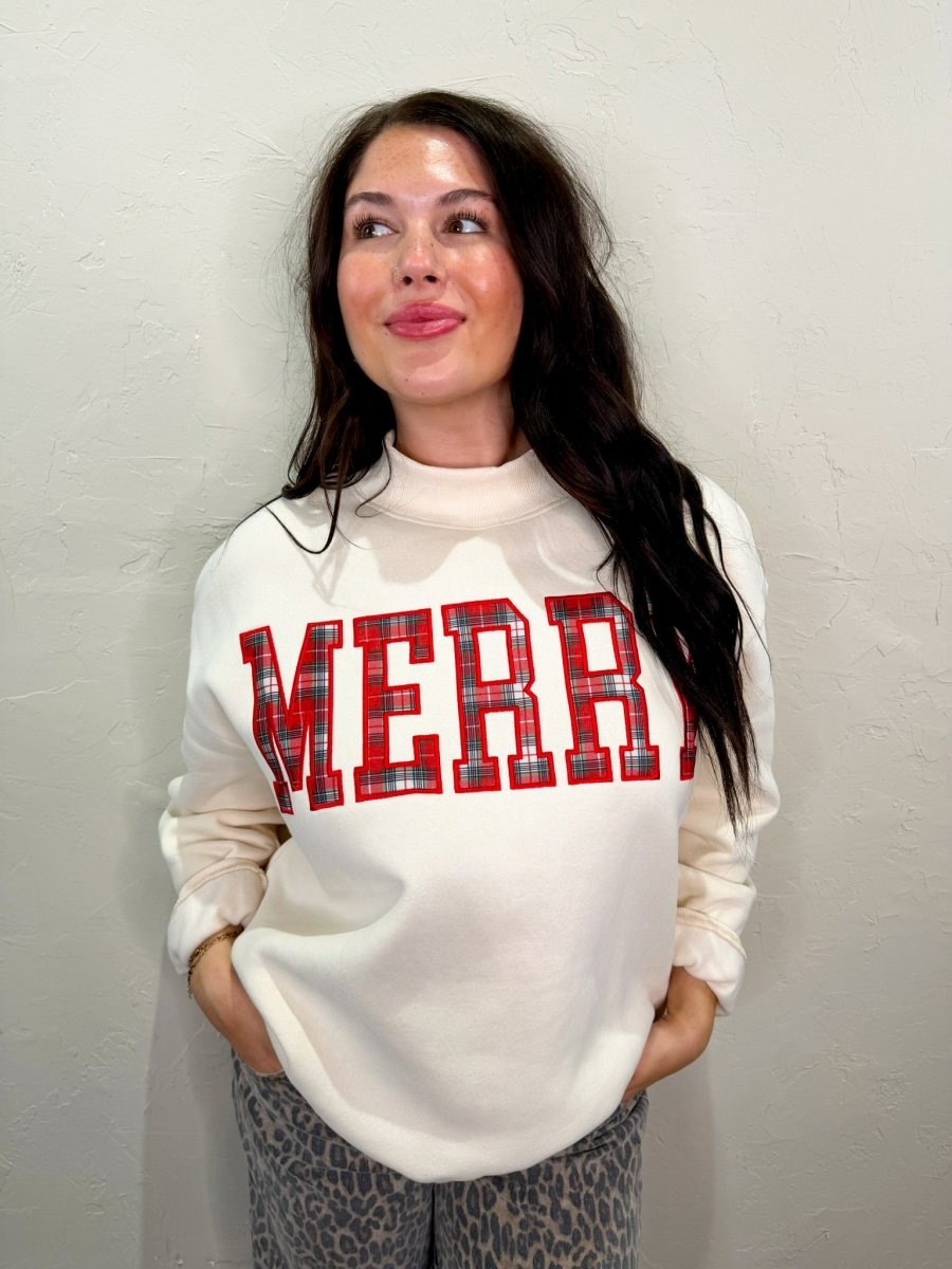 Merry Plaid Mock Neck - Revel Boutique