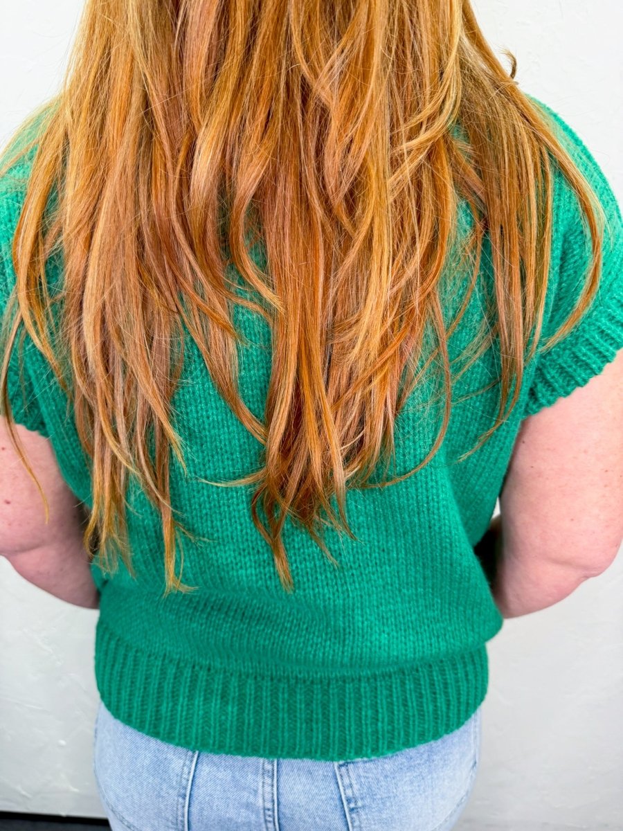 Merry Short Sleeve Sweater - Green - Revel Boutique
