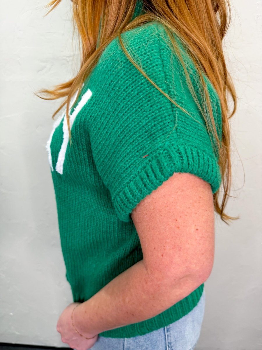 Merry Short Sleeve Sweater - Green - Revel Boutique
