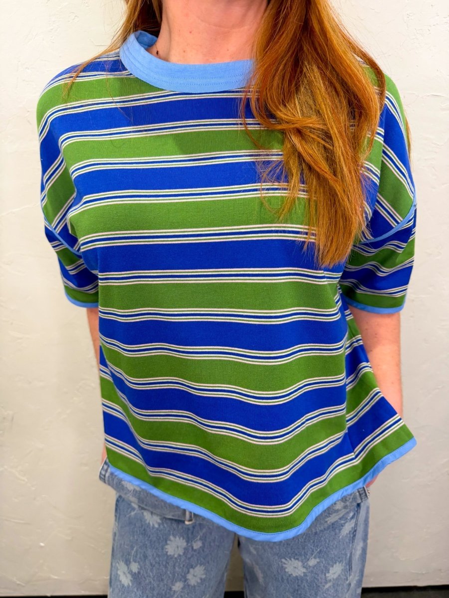 Milo Striped Top - Blue/Green - Revel Boutique