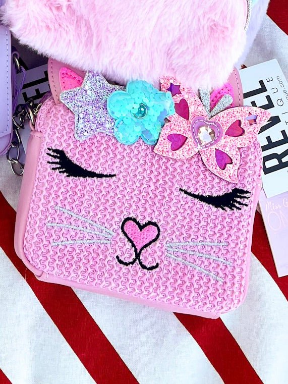 Miss Bella Kitty Pink Straw Crossbody Bag - Revel Boutique