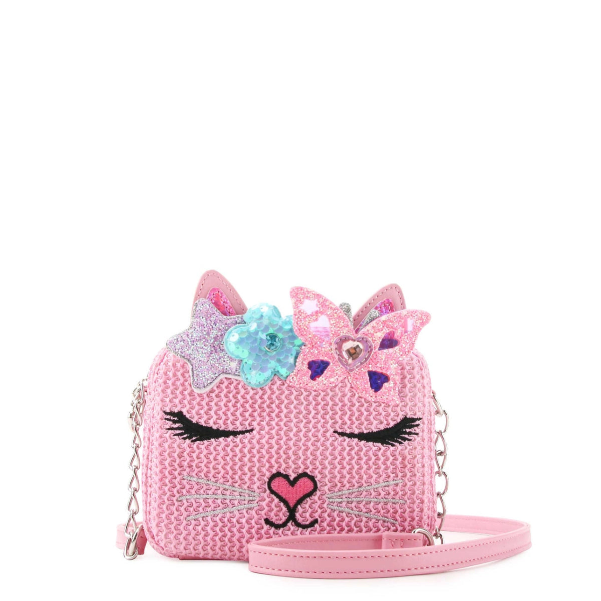 Miss Bella Kitty Pink Straw Crossbody Bag - Revel Boutique