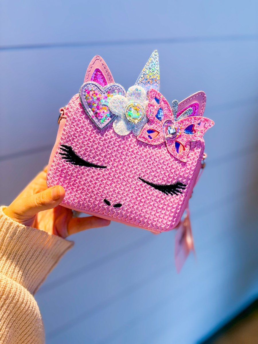 Miss Gwen Unicorn Pink Straw Crossbody Bag - Revel Boutique