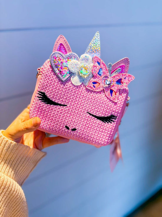 Miss Gwen Unicorn Pink Straw Crossbody Bag - Revel Boutique