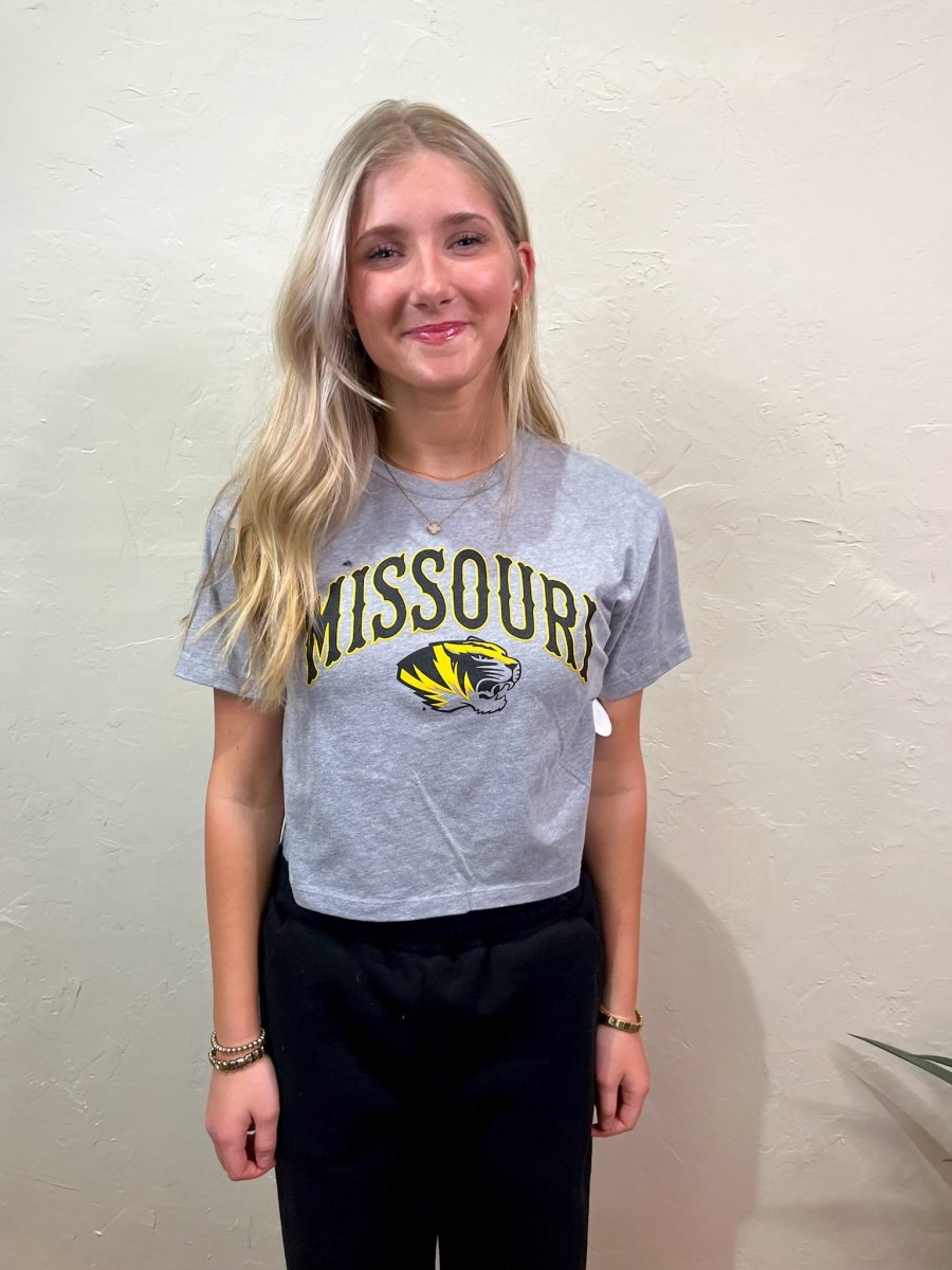Mizzou Crop Tee - Grey - Revel Boutique
