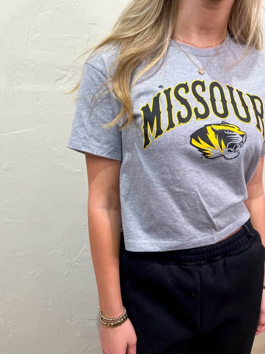 Mizzou Crop Tee - Grey - Revel Boutique