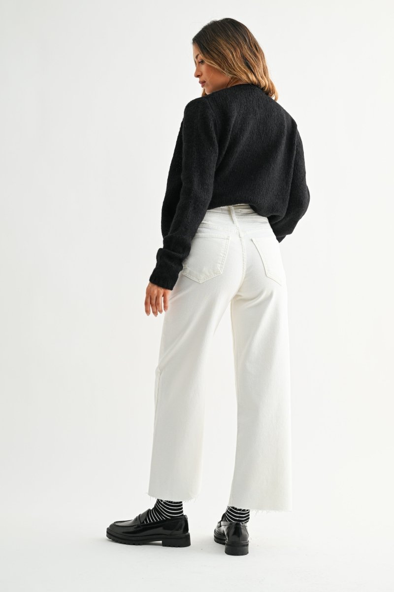 Mother Wide Leg Patch Pocket Jean - White - Revel Boutique