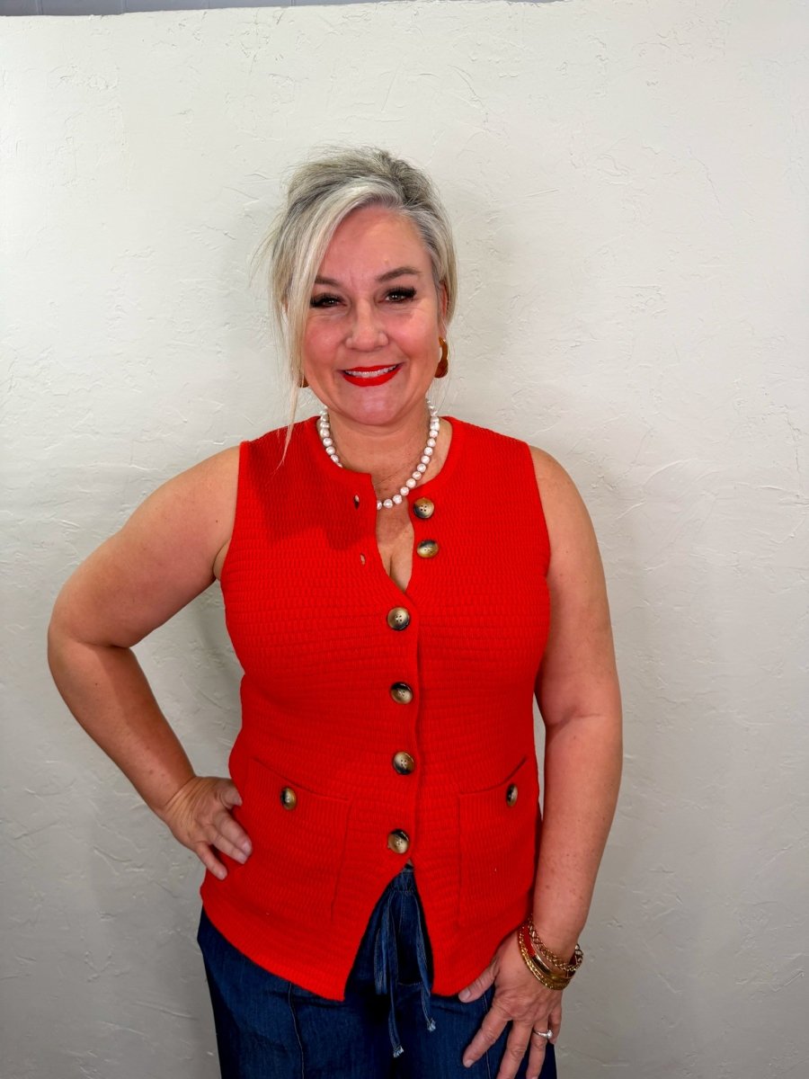 Mulan Vest - Red - Revel Boutique