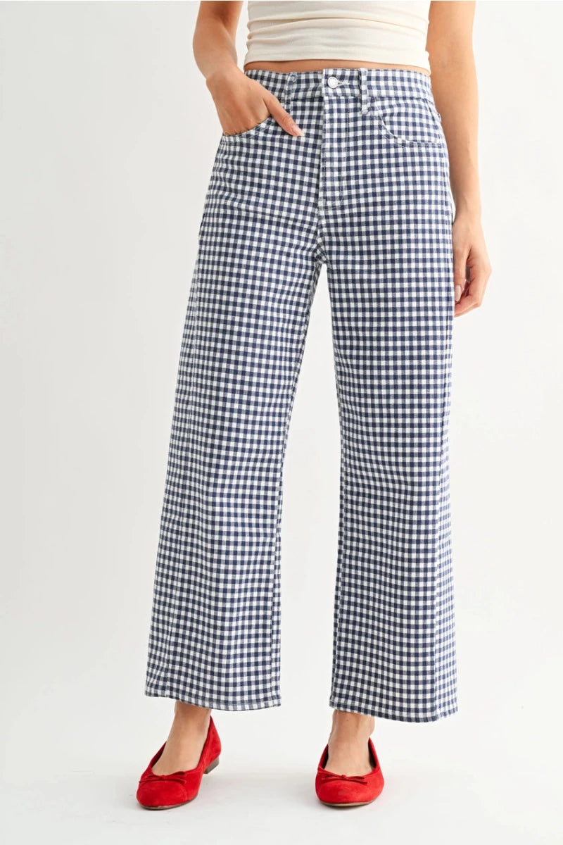 Nantucket Gingham Jeans - Navy - Revel Boutique