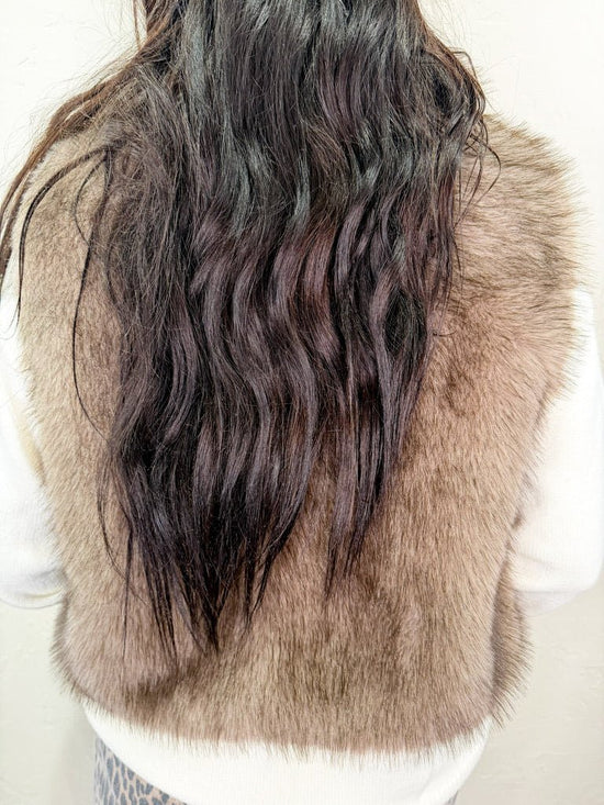Night Owl Faux Fur Vest - Brown - Revel Boutique