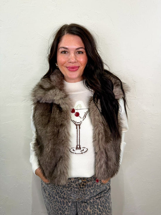 Night Owl Faux Fur Vest - Brown - Revel Boutique