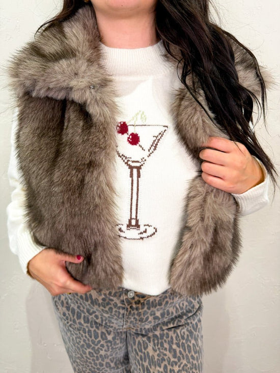 Night Owl Faux Fur Vest - Brown - Revel Boutique