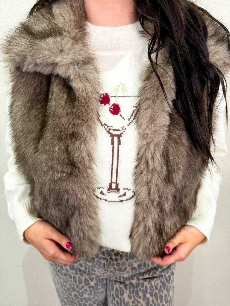 Night Owl Faux Fur Vest - Brown - Revel Boutique