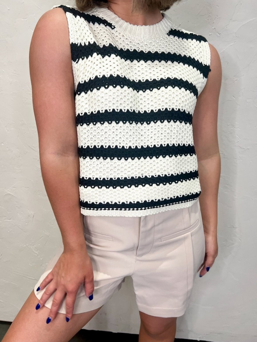 Oreo Stripe Sweater Tank - Revel Boutique
