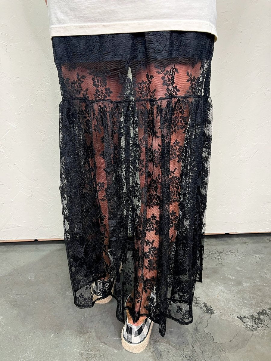 Paris Lace Midi Skirt - Black - Revel Boutique
