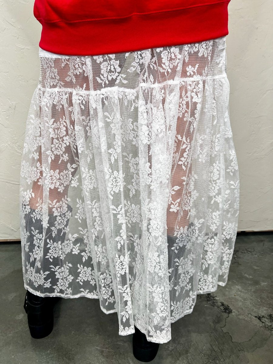 Paris Lace Midi Skirt - White - Revel Boutique