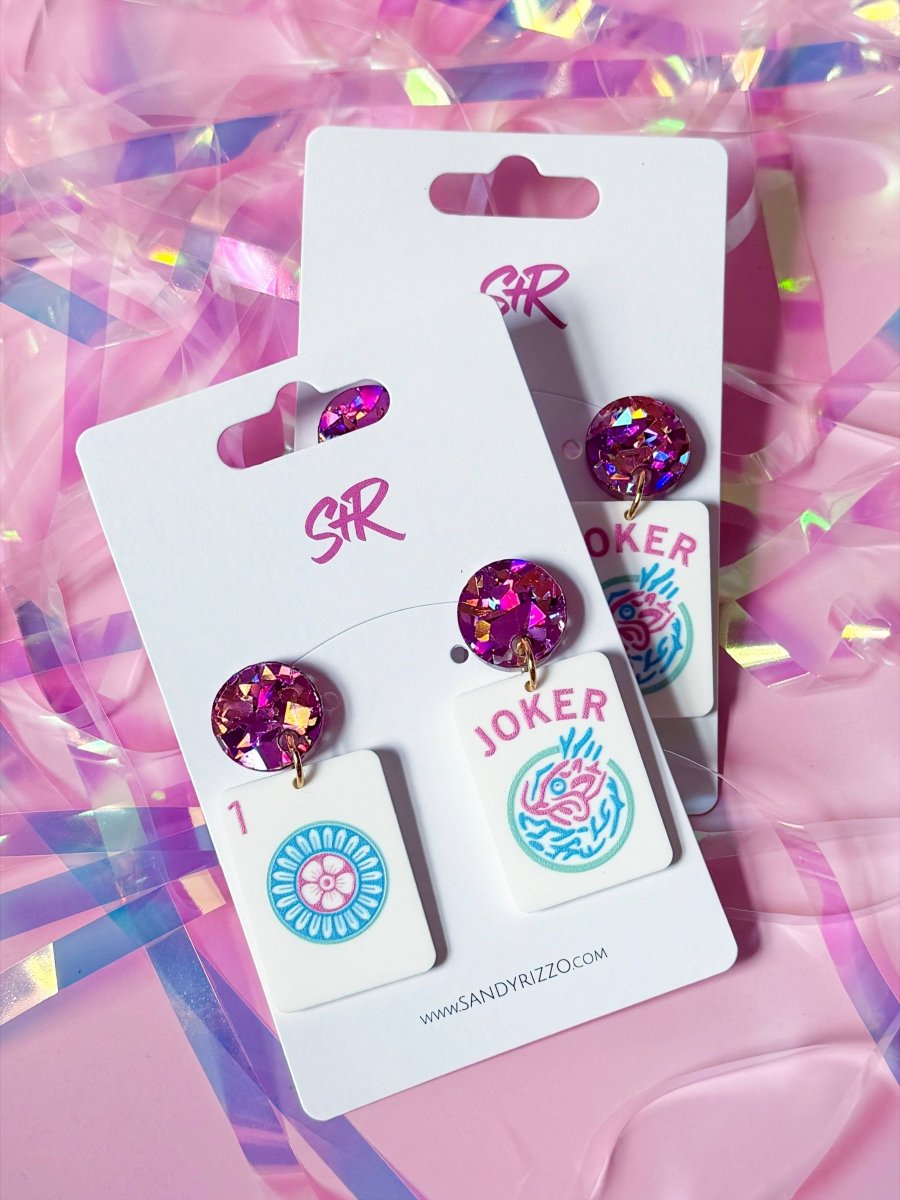 Party Mahjong Acrylic Dangle Earring - Revel Boutique