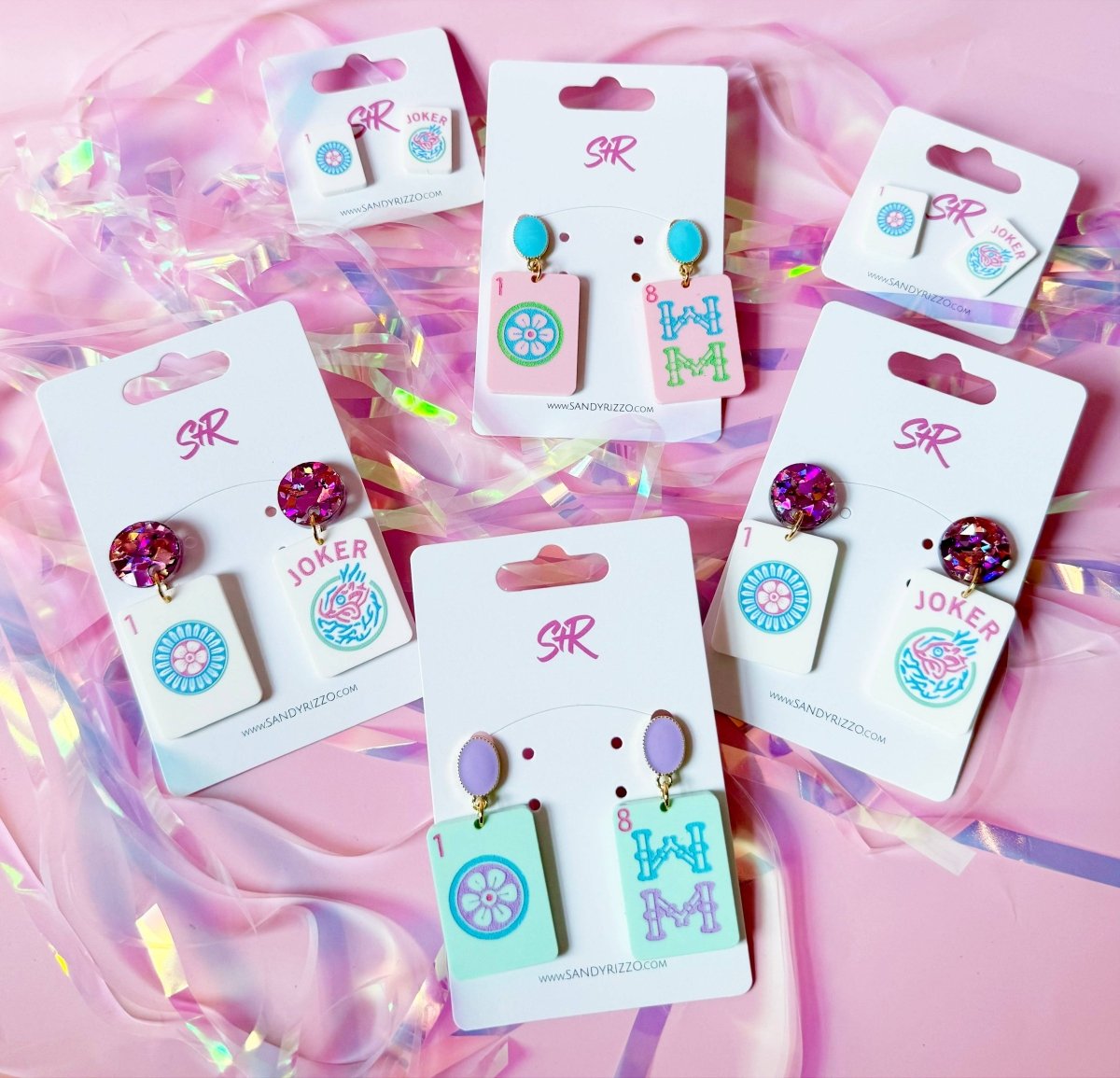 Party Mahjong Acrylic Dangle Earring - Revel Boutique