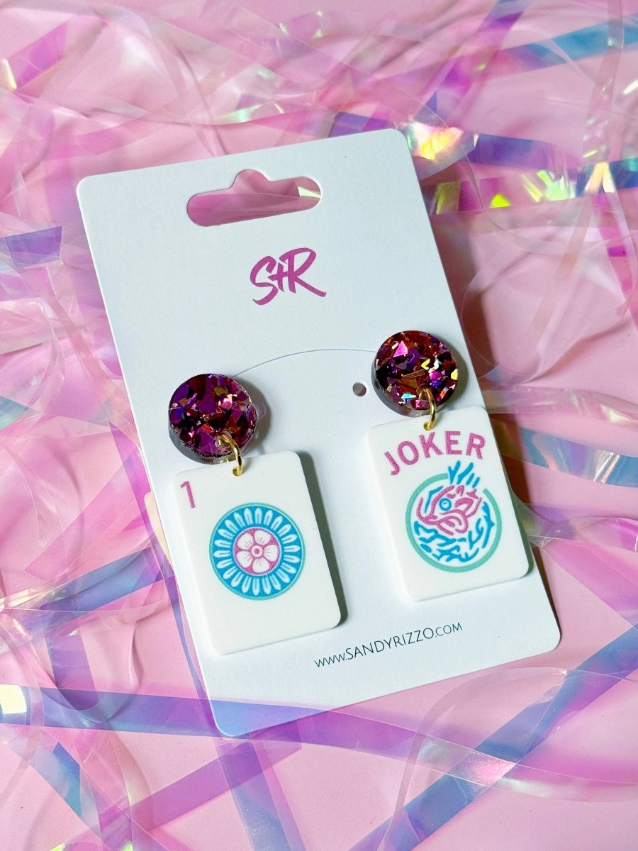 Party Mahjong Acrylic Dangle Earring - Revel Boutique