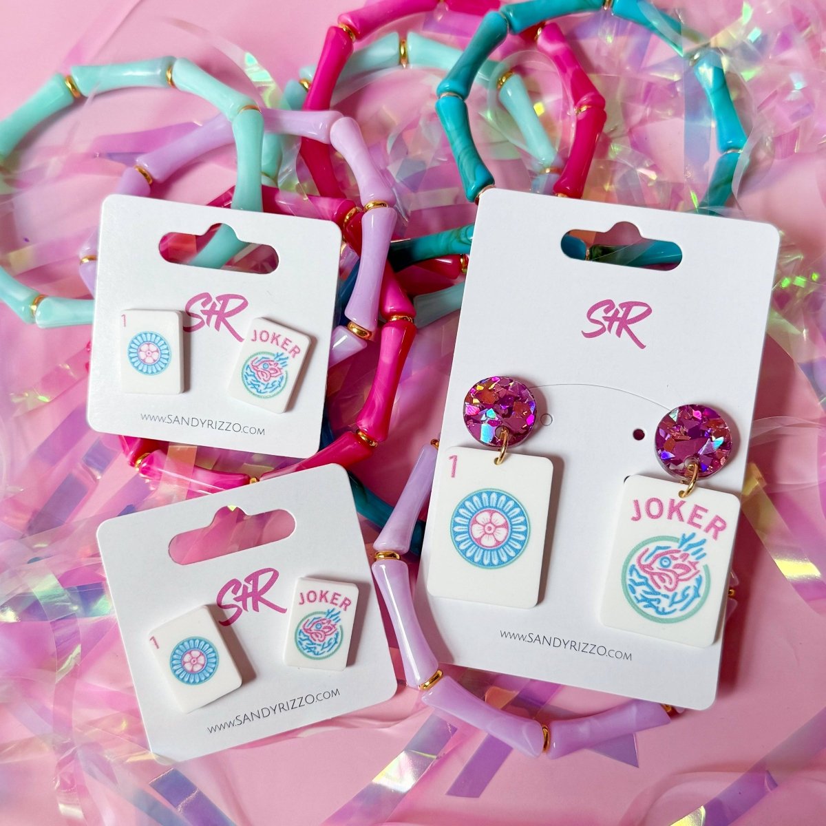 Party Mahjong Acrylic Dangle Earring - Revel Boutique