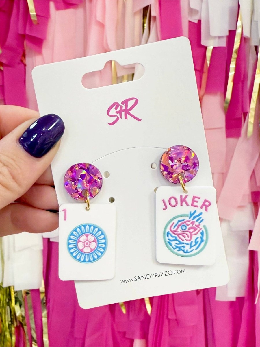 Party Mahjong Acrylic Dangle Earring - Revel Boutique