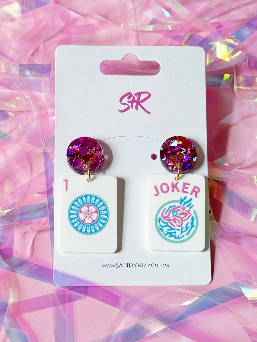 Party Mahjong Acrylic Dangle Earring - Revel Boutique