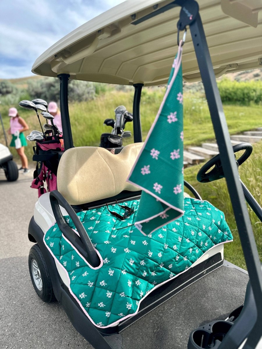 Pink and Green Azalea Golf Cart Seat Cover - Revel Boutique