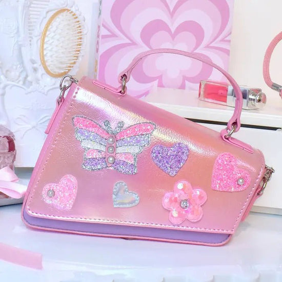 Pink Butterfly Angled Flap Bag - Revel Boutique