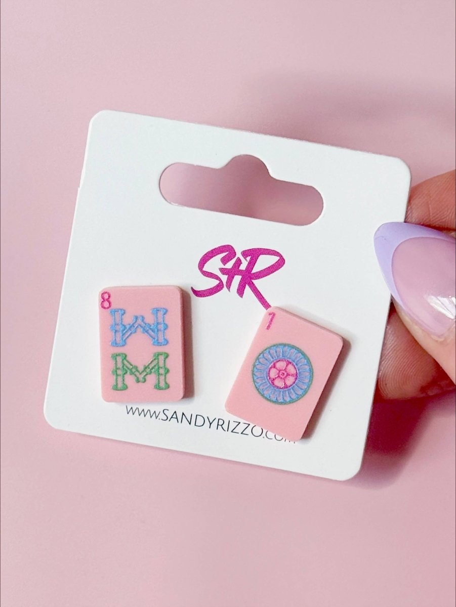 Pink Mahjong Stud - Revel Boutique