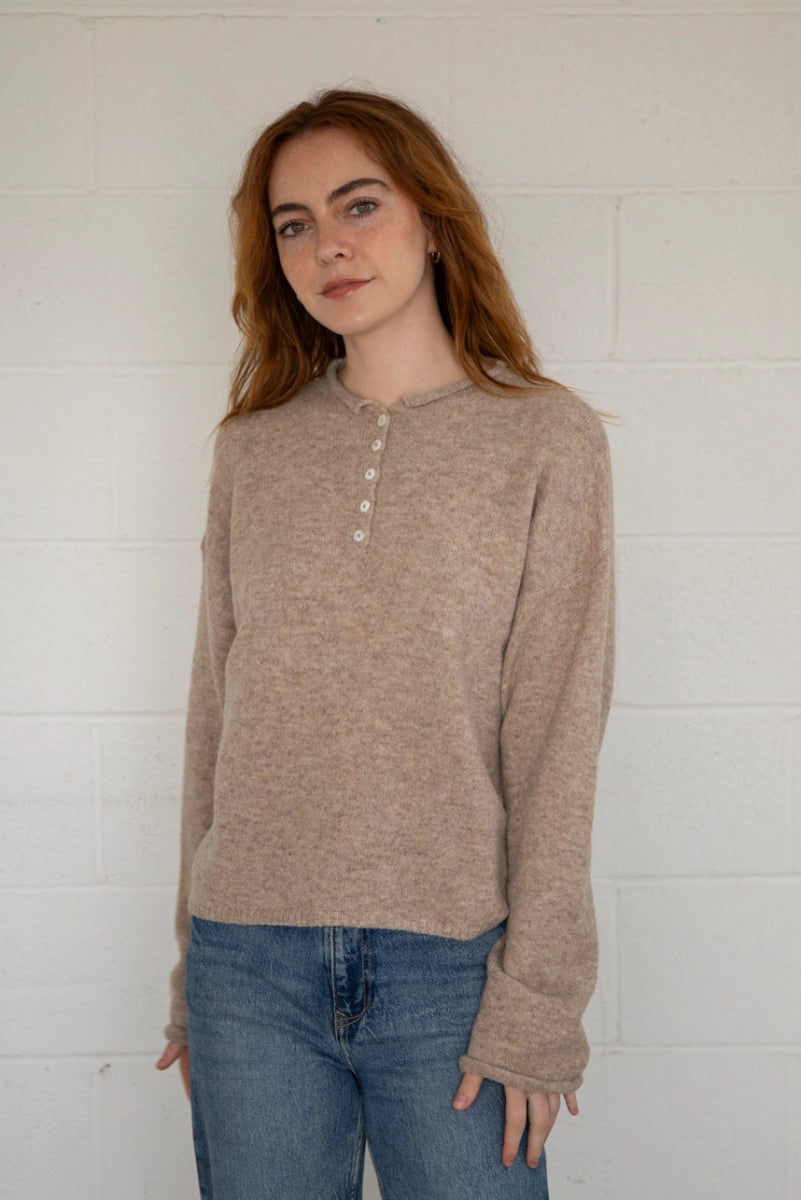 Piper Henley Pullover - Mocha - Revel Boutique