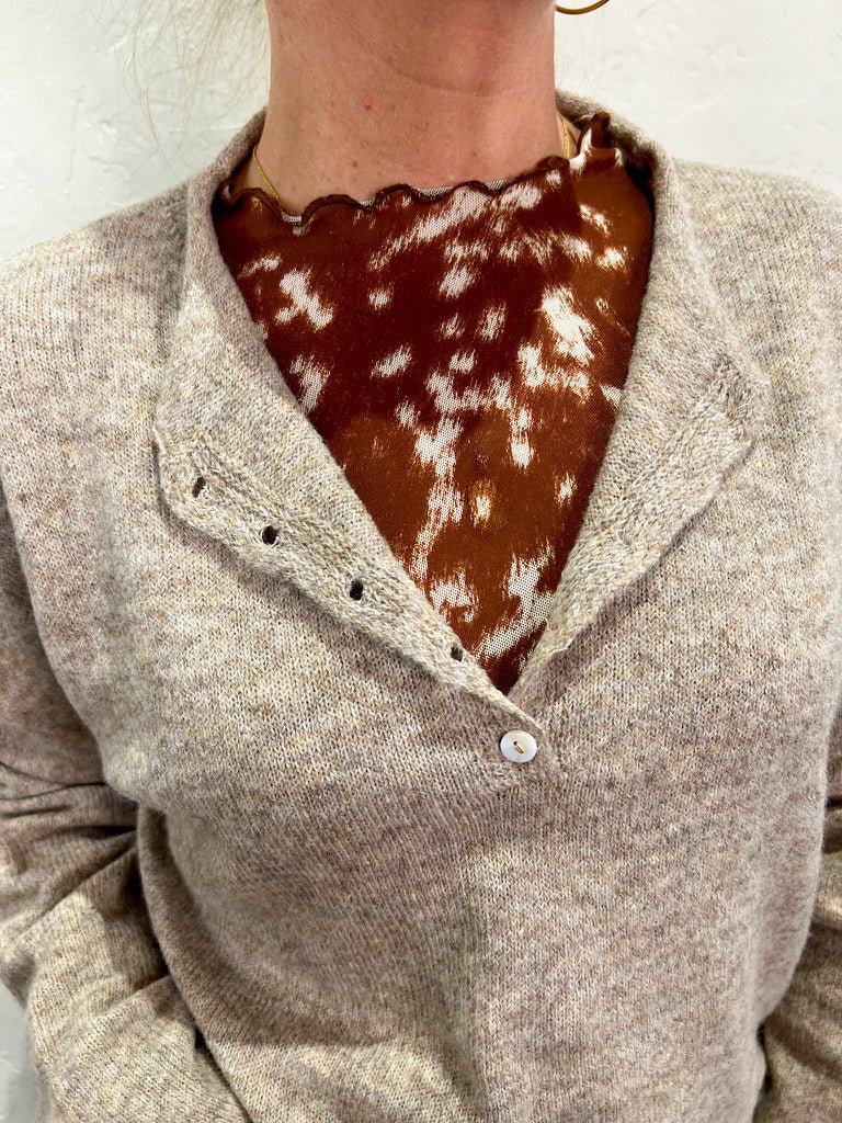 Piper Henley Pullover - Mocha - Revel Boutique