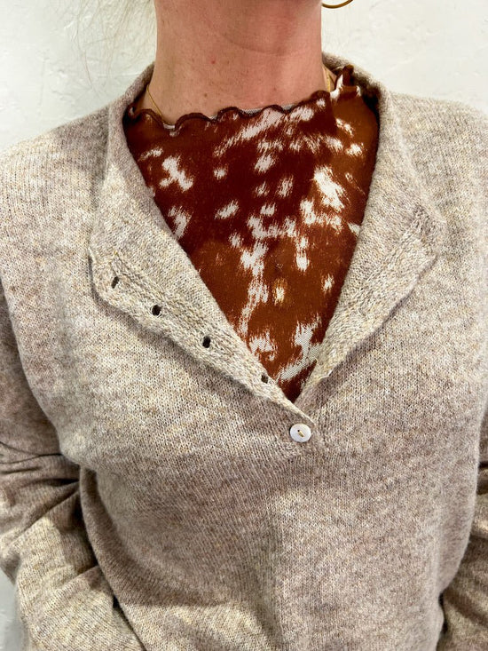 Piper Henley Pullover - Mocha - Revel Boutique