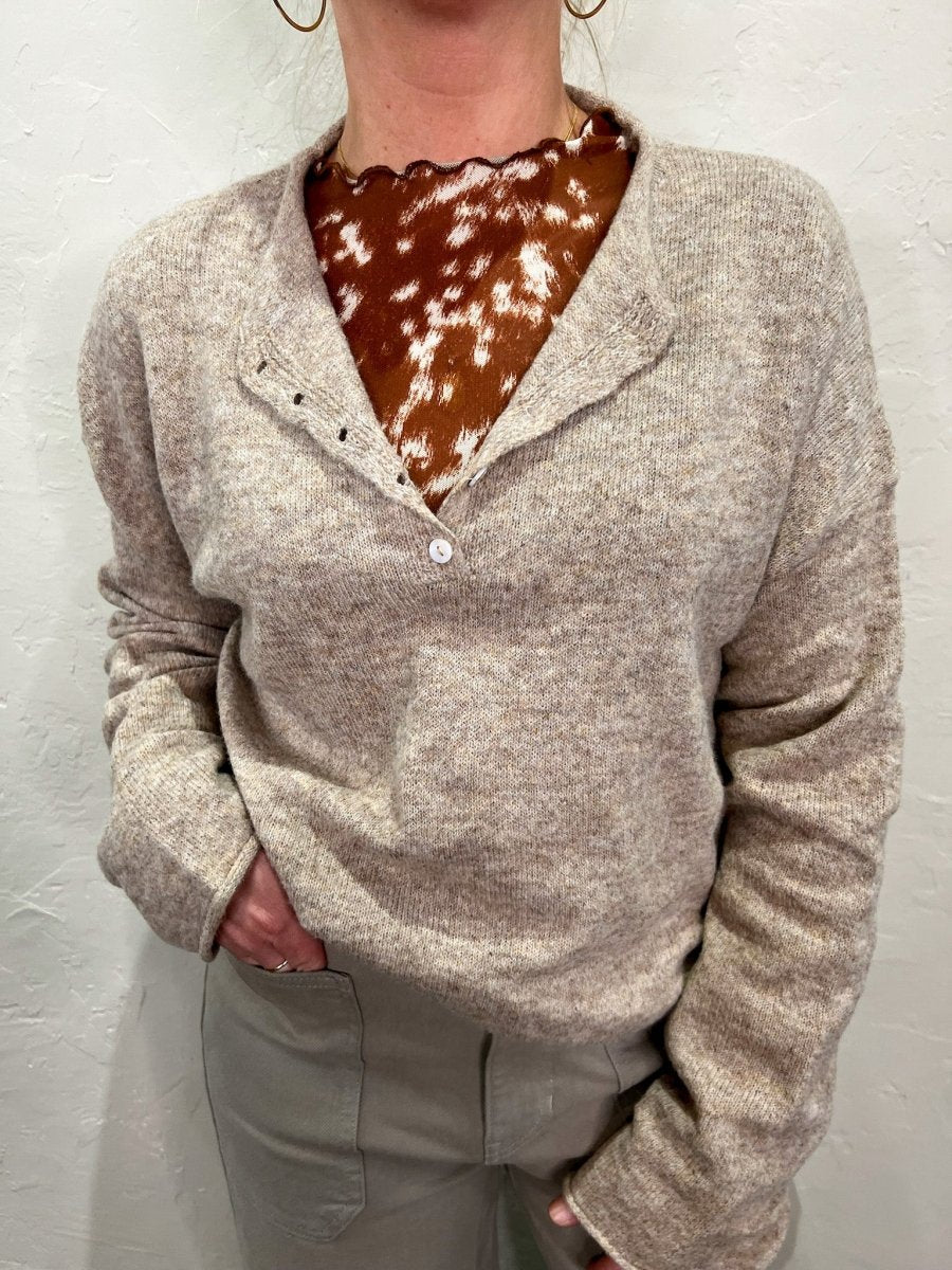 Piper Henley Pullover - Mocha - Revel Boutique