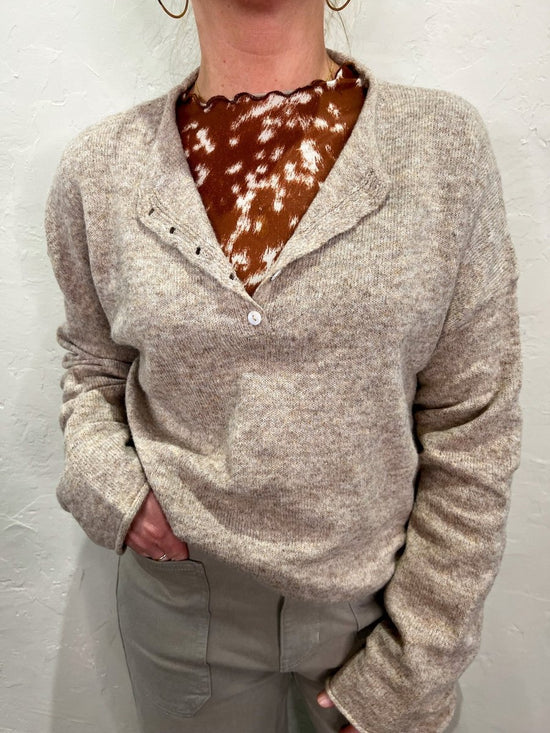 Piper Henley Pullover - Mocha - Revel Boutique