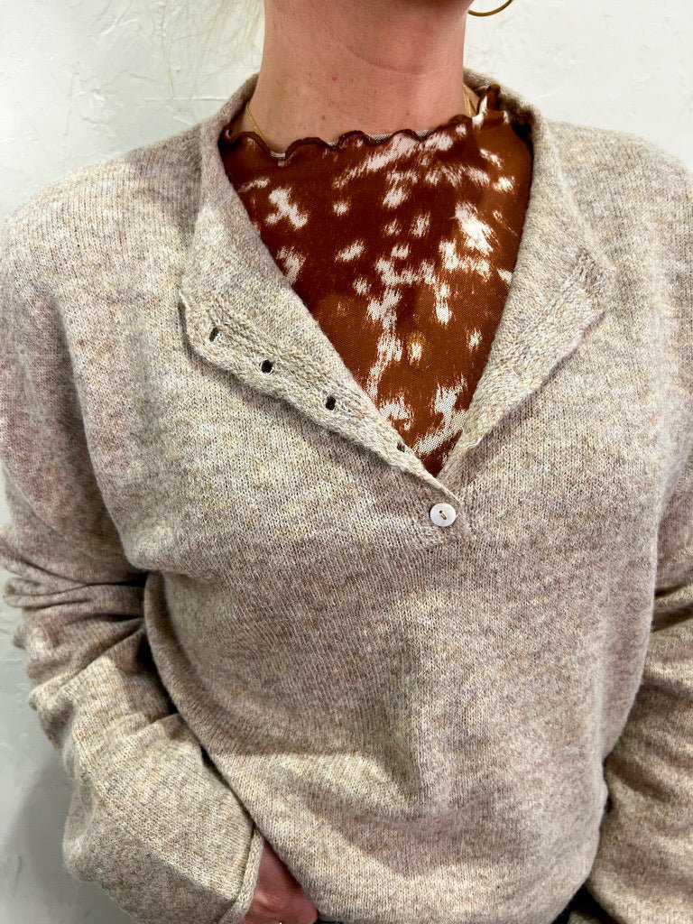 Piper Henley Pullover - Mocha - Revel Boutique