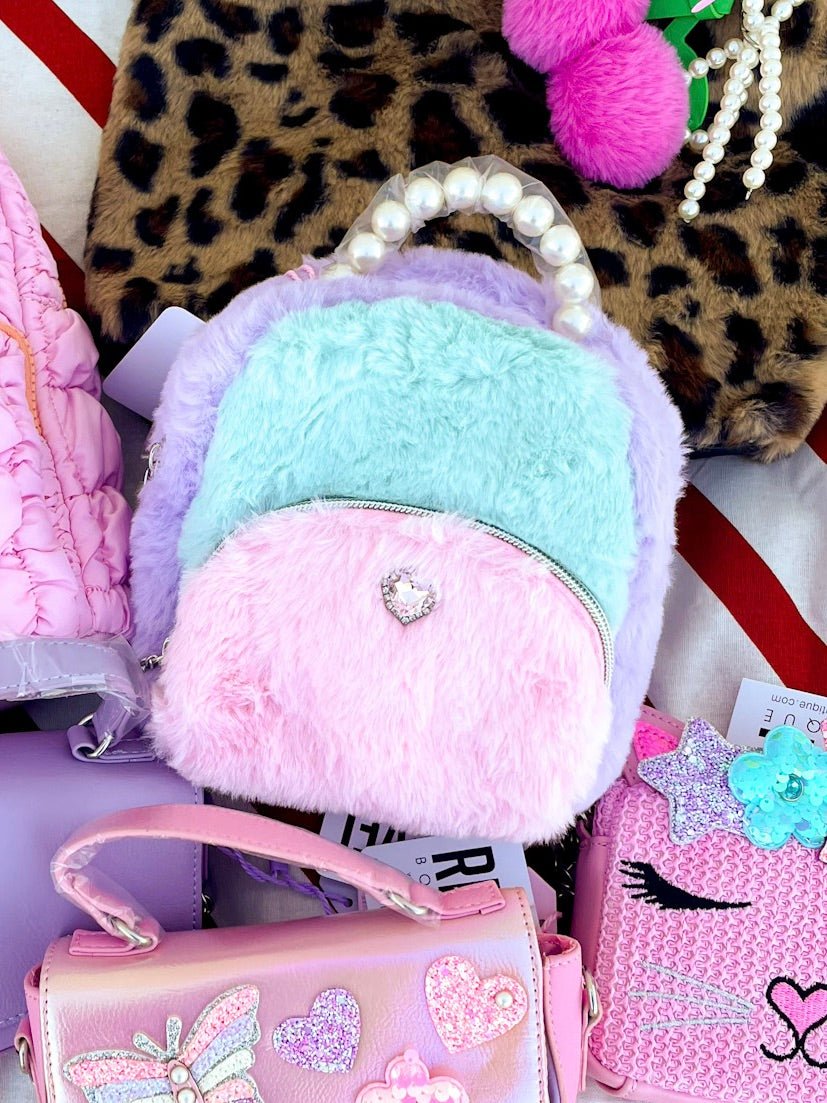 Revel Boutique Plush Colorblock Micro Mini Backpack