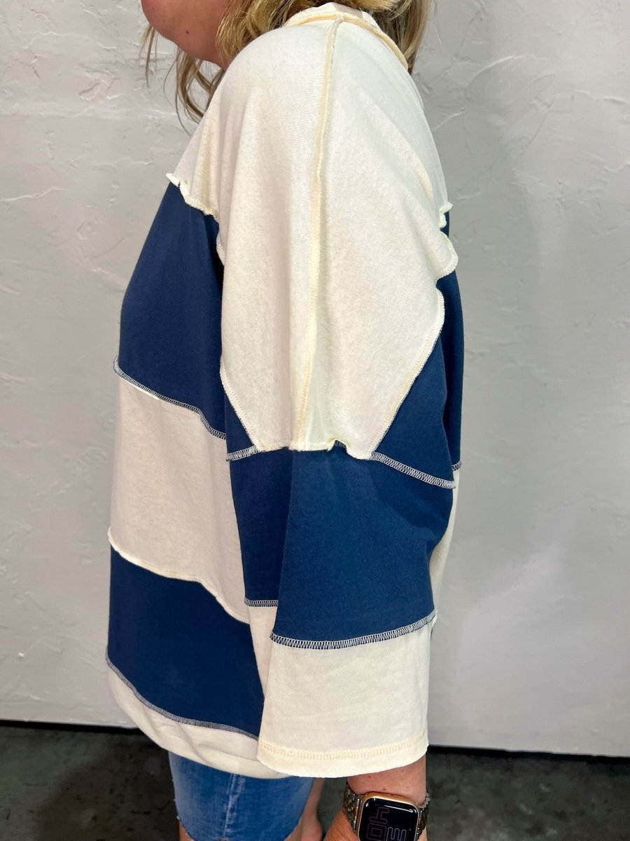 Polly Stripe Top - Navy - Revel Boutique