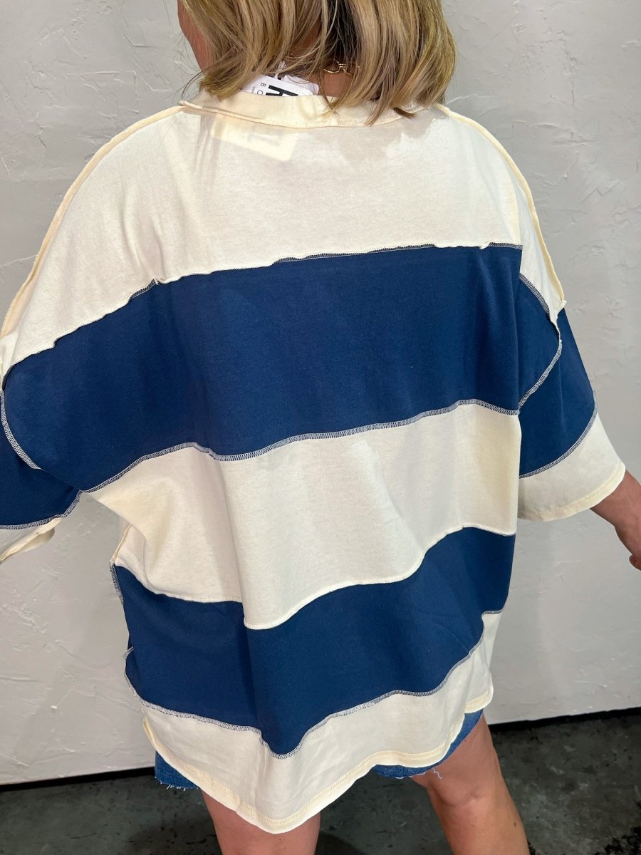 Polly Stripe Top - Navy - Revel Boutique