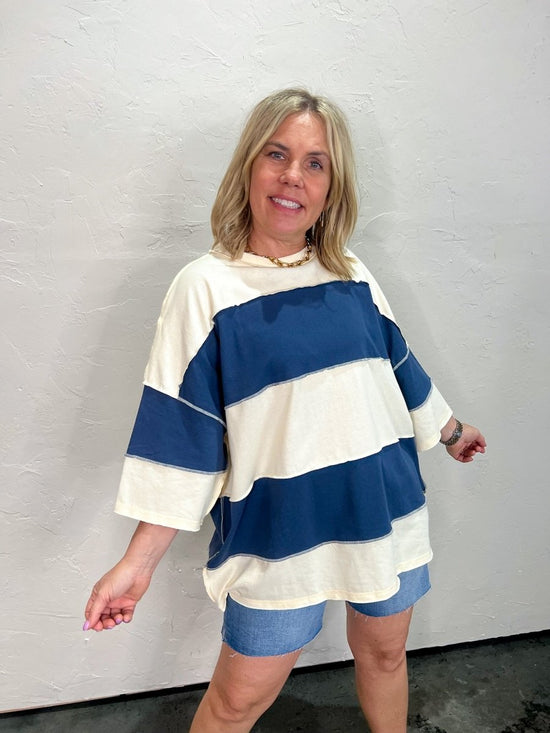 Polly Stripe Top - Navy - Revel Boutique