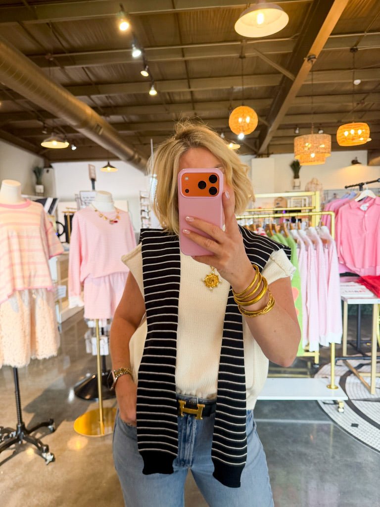 Prep Sweater Wrap - Midnight Stripe - Revel Boutique