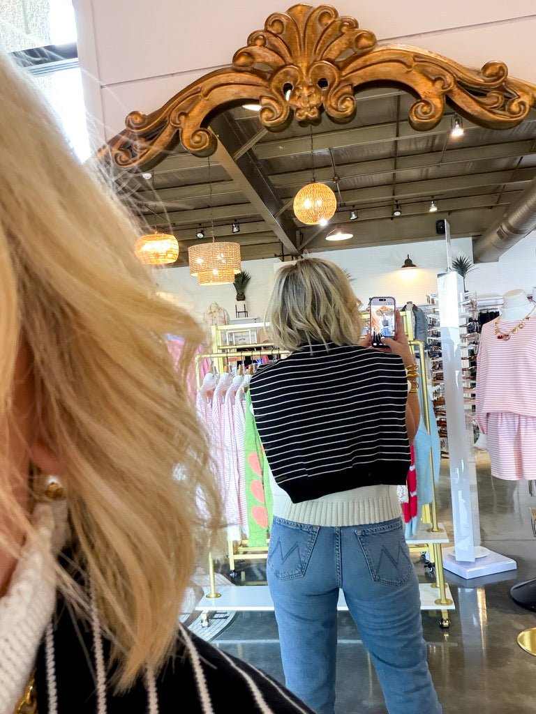 Prep Sweater Wrap - Midnight Stripe - Revel Boutique