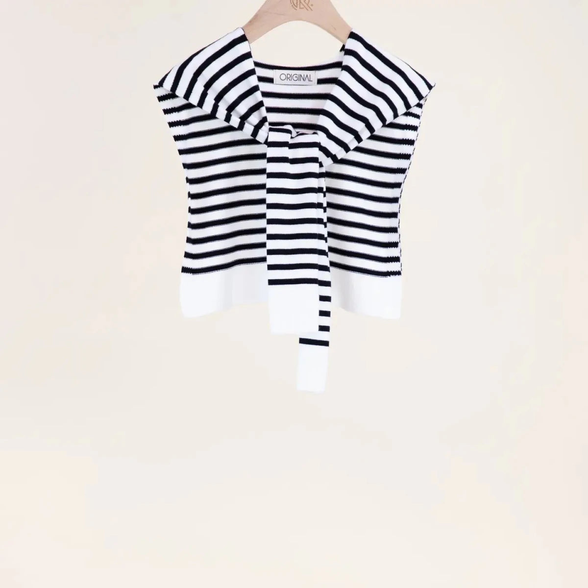 Preppy Mock Sweater Wrap-Black & White - Revel Boutique