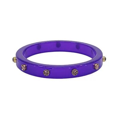 Purple Acrylic Bangle w Stone Accents - Revel Boutique