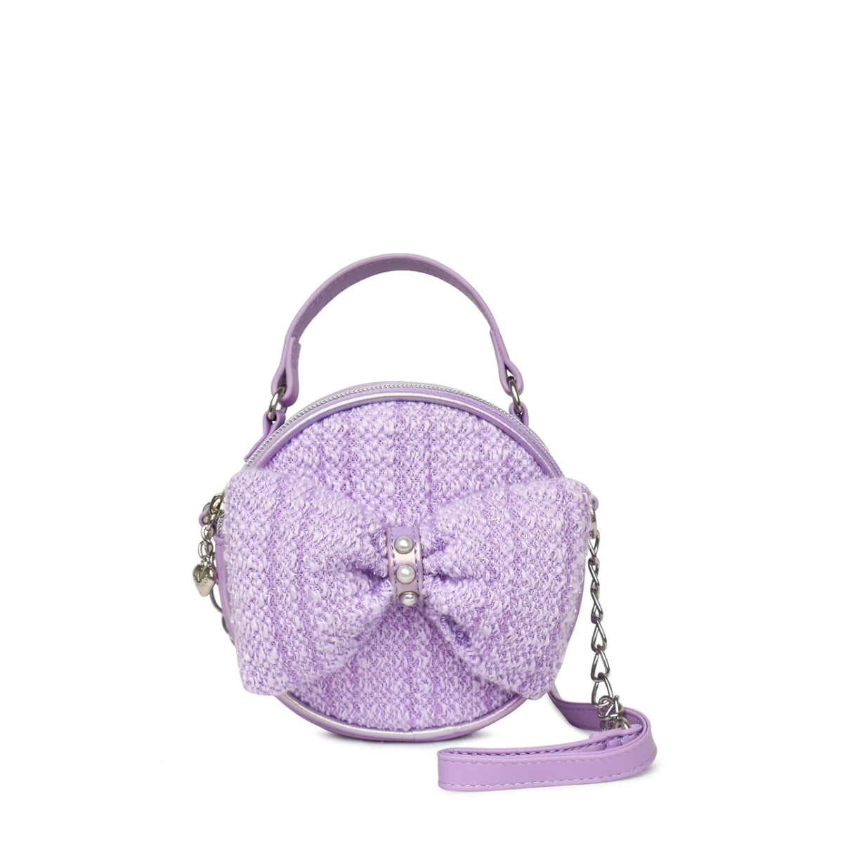 Purple Tweed Bow Round Crossbody - Revel Boutique