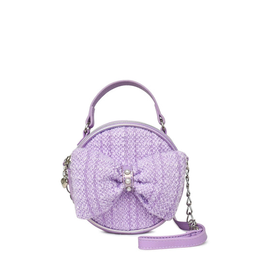 Purple Tweed Bow Round Crossbody - Revel Boutique