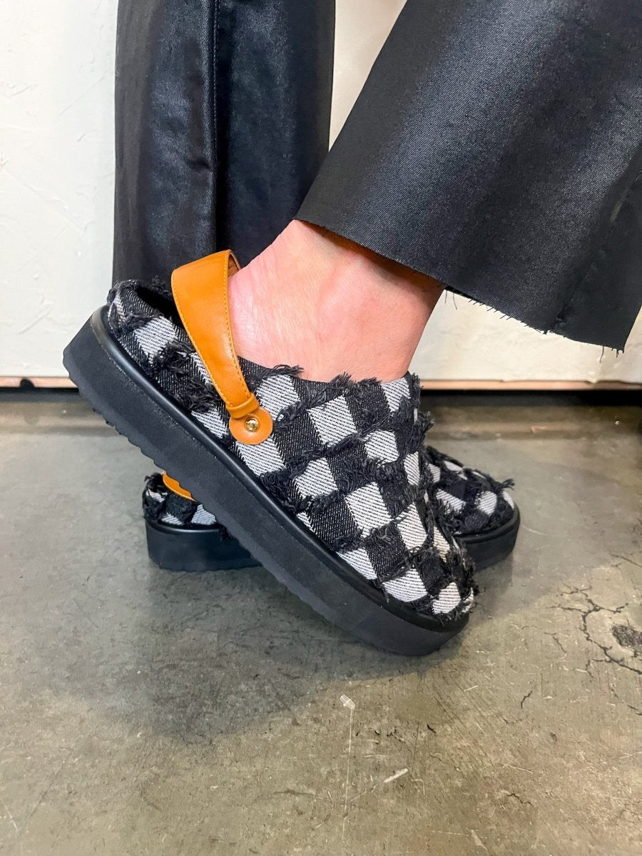 Quinn Checkerboard Clog - Black - Revel Boutique